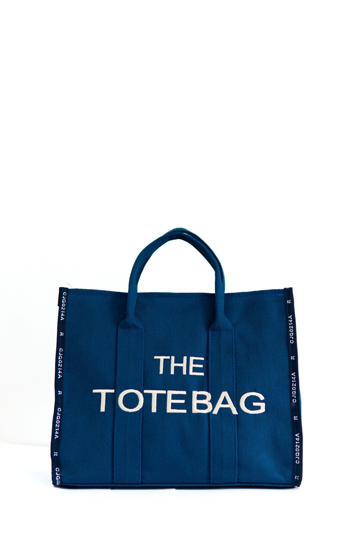 Damen Marineblaue Einkaufstasche aus Segeltuch mit langem Riemen, Hand- und Schultertasche