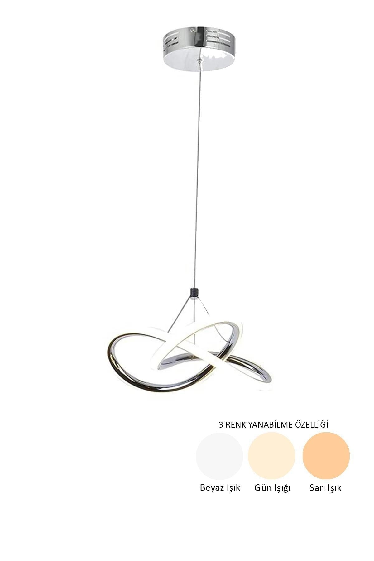 Modern Bolivia Single Chrome 3 Color Illuminated Power Led Chandelier For Living Room Kitchen Room Hallway