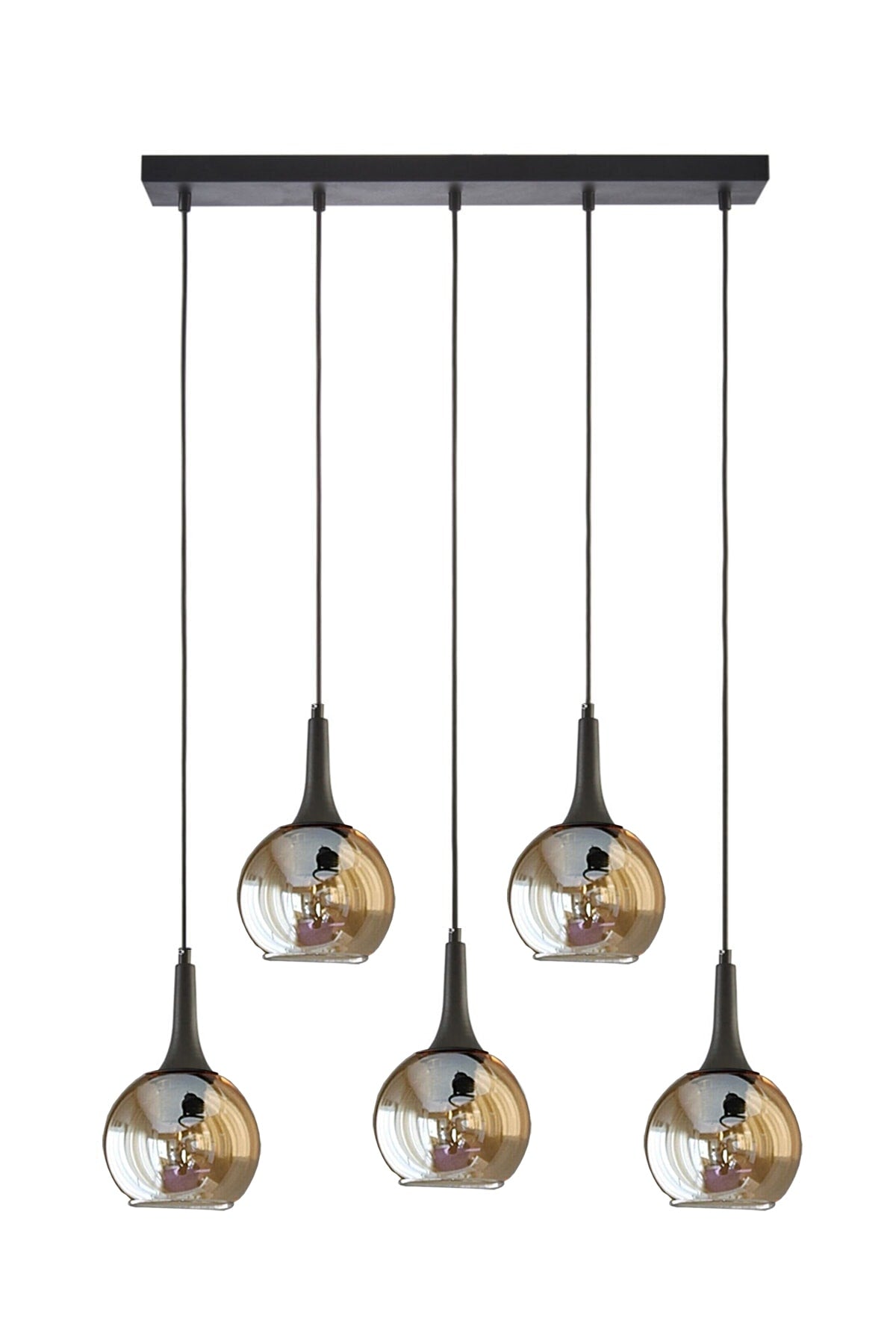 Fred Moderne Dekorative Reihe Schwarz Farbe Honig Glas Reihe Pendelleuchte über dem Esstisch - Wohnzimmer 5 Stück Kronleuchter