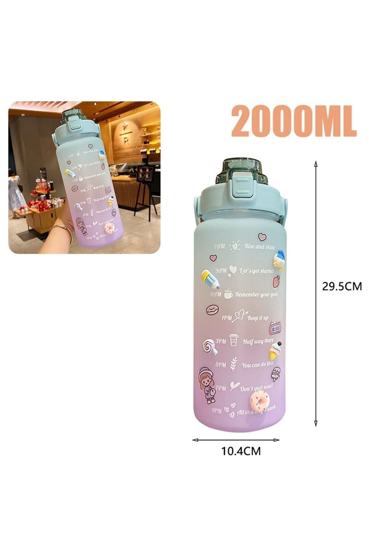 Motivational Water Bottle Water Bottle Drinker 2Liter Tritan Gym Water Bottle Bpa Free Drinker
