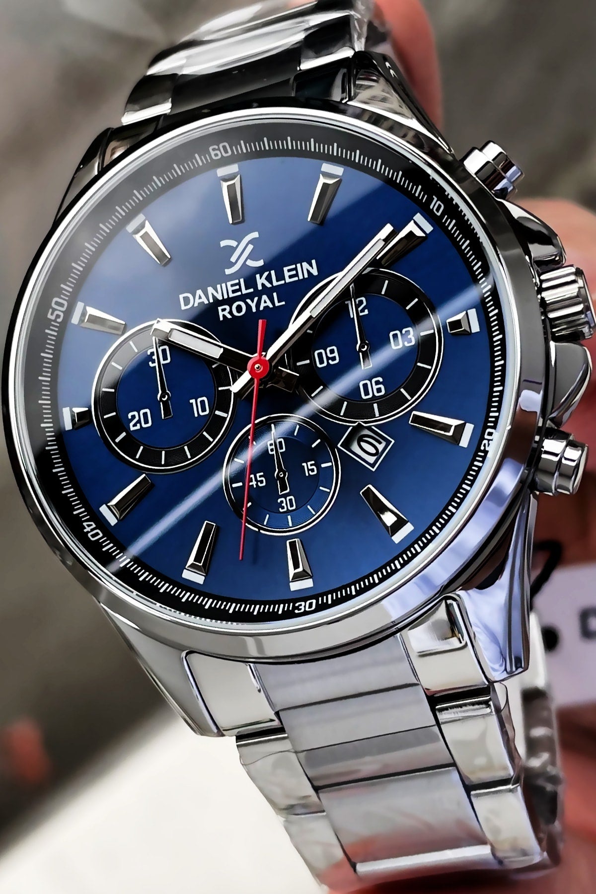 Herren Armbanduhr 3 ATM Wasserdicht Silberfarben Stahlband + Naturstein Armband Elg74