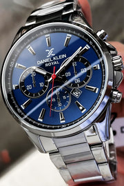 Herren Armbanduhr 3 ATM Wasserdicht Silberfarben Stahlband + Naturstein Armband Elg74