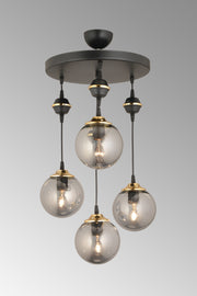 Pendant Lamp Tray Black 4-Piece Smoked Glop Top Glass Downward Facing Luxury Chandelier