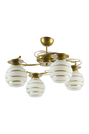 4-piece gold modern glass chandelier with lockable sockets