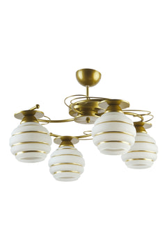4-piece gold modern glass chandelier with lockable sockets