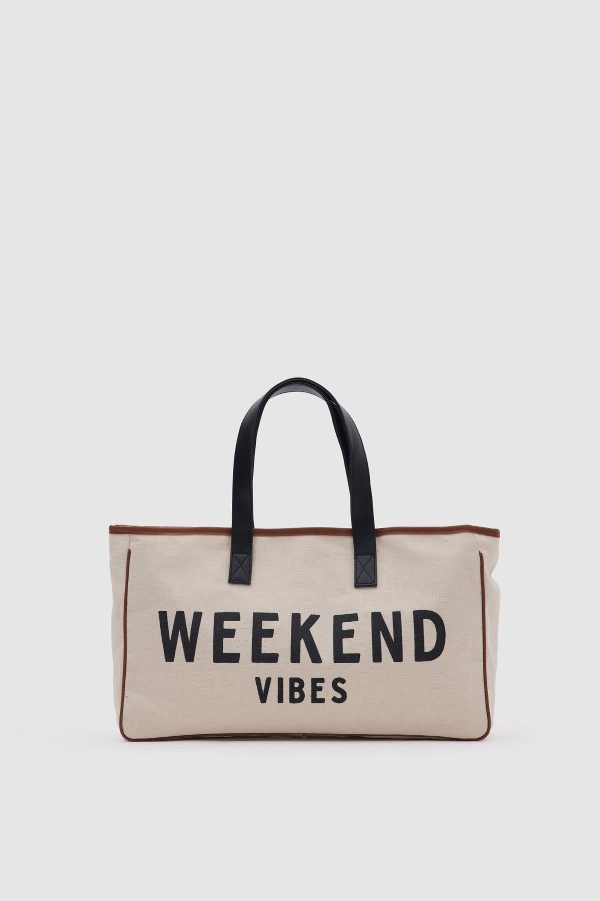 Canvas Stoff größere Shopper Tasche Weekend