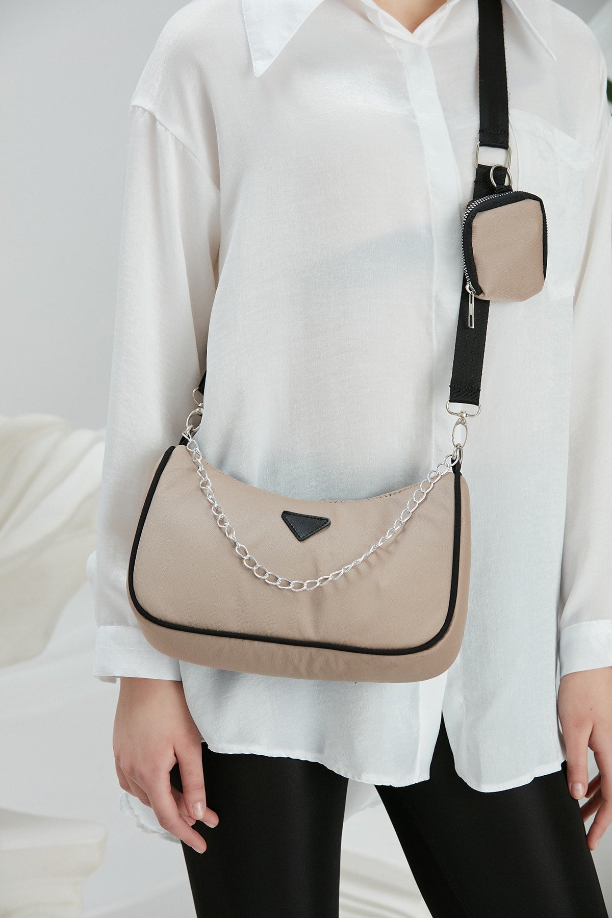 Mink U6 Women'S Cross Shoulder Bag With Chain Strap Detailed And Adjustable Strap Wallet B:12 E:27 G: