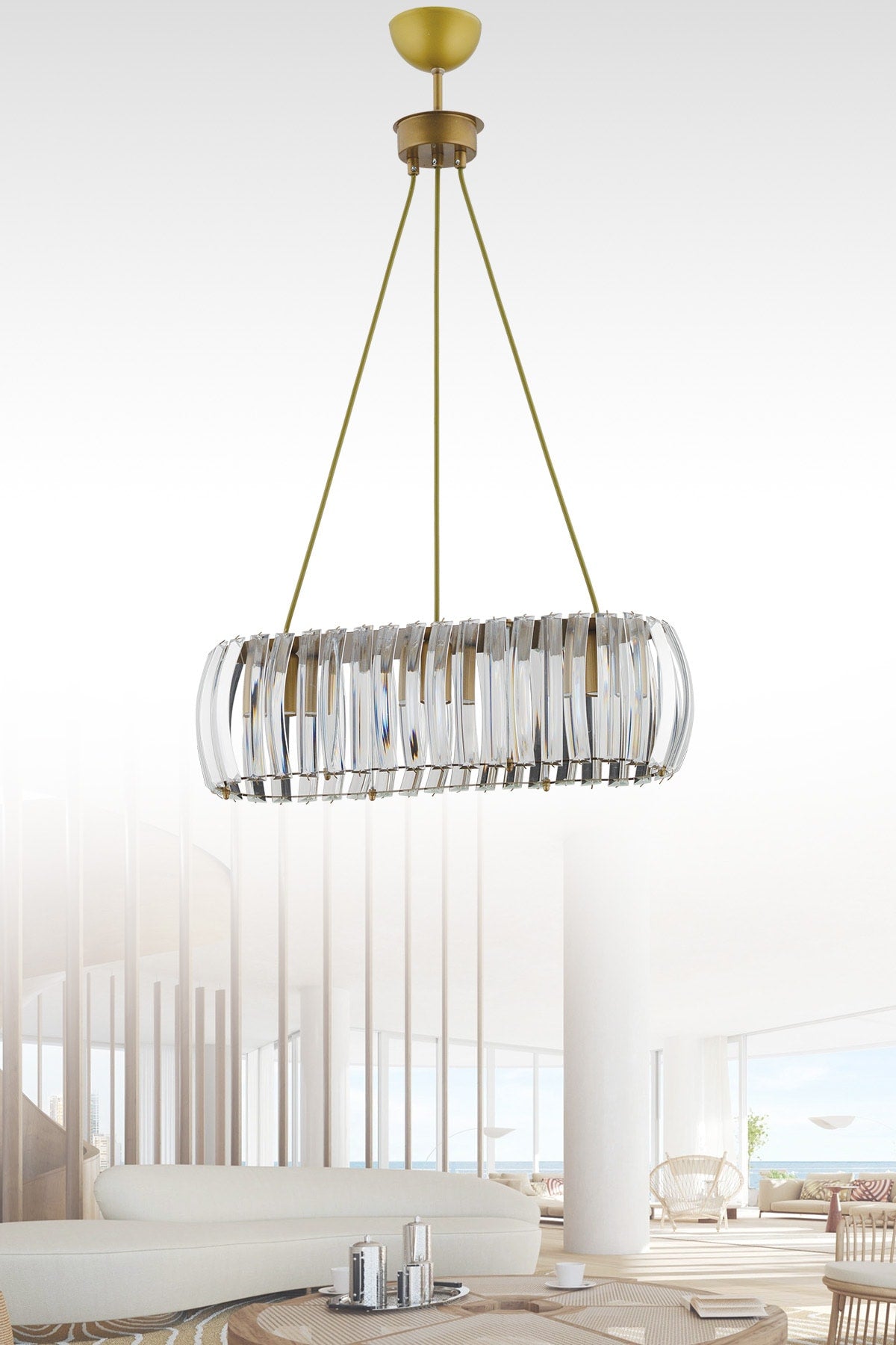 Venus Antique Dining Table Crystal Stone Chandelier