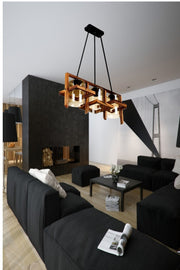 Natural Wood Akkaya Triple Chandelier