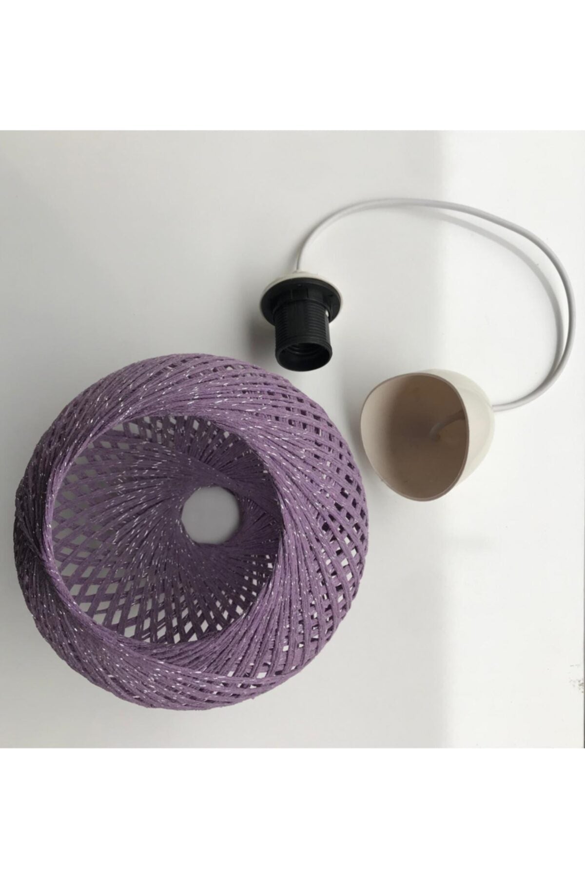 Balle Lilac Pendant Lamp Ball Chandelier White Cable