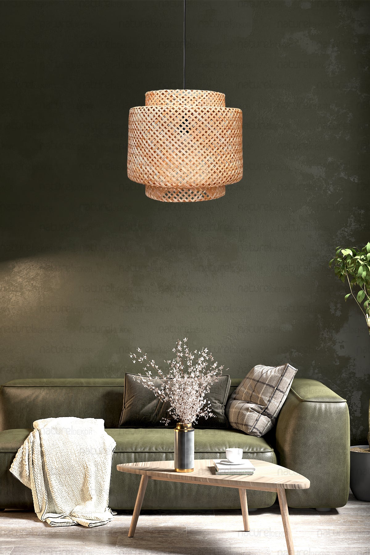 Sinnerlig Bamboo Chandelier 40Cm- Scandinavian, Modern, Bohemian, Rattan Chandelier, Lighting