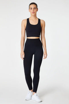 High-Waisted Seamless Black Sports Leggings for Training Support
