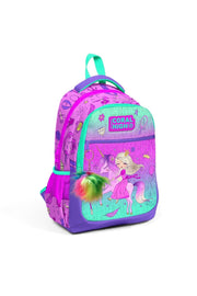 Kinder-Schulrucksack mit drei Fächern, Hellrosa/Lila, Einhorn-Prinzessinnen-Muster, 23481