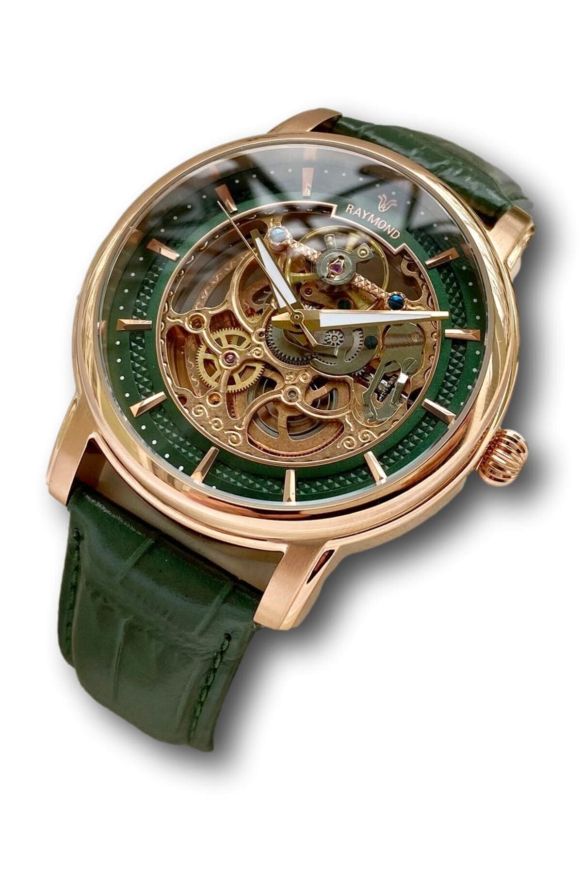 Swiss Green Skeleton Automatic Men'S Wristwatch