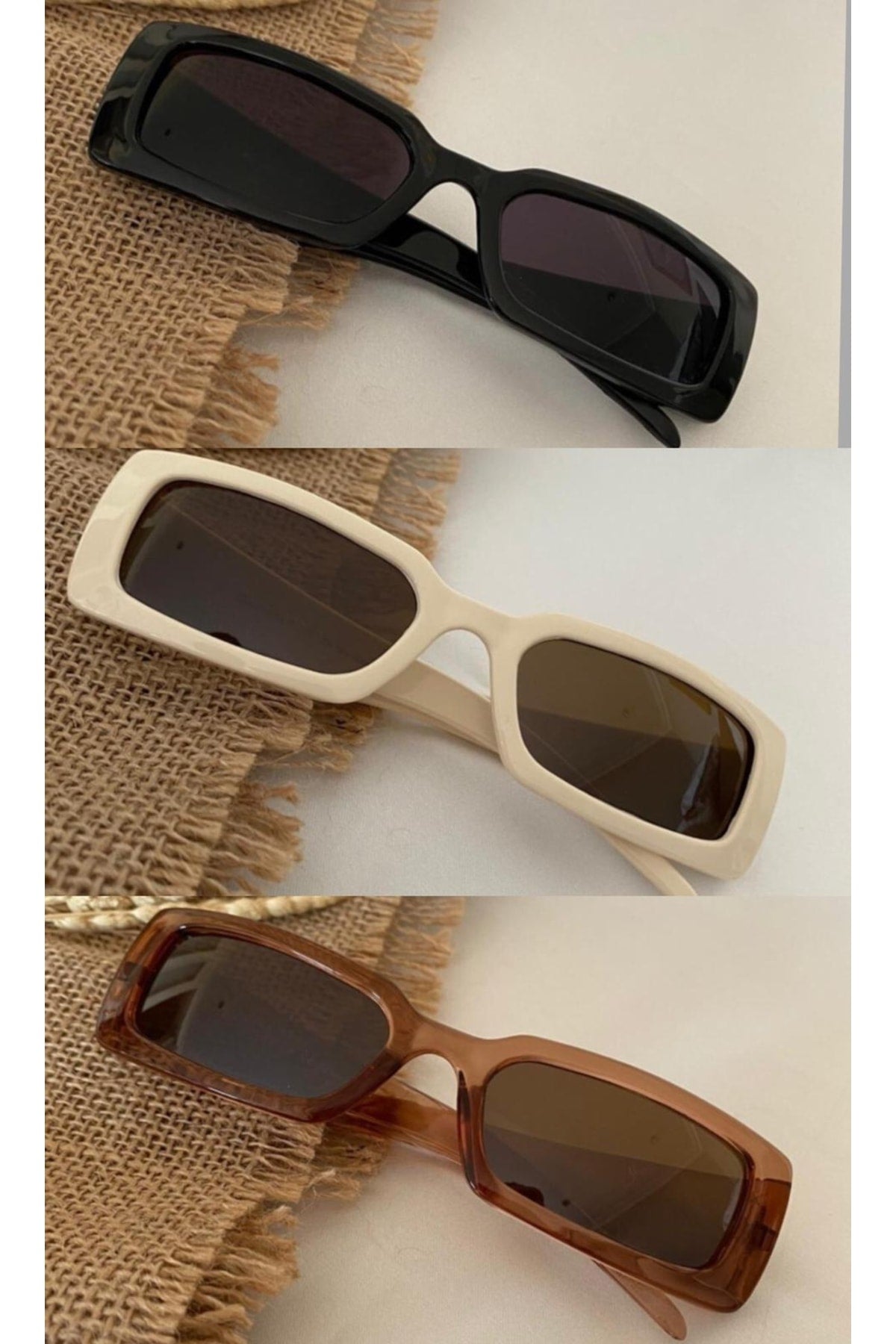 Unisex Vintage Modell Diamant Muster Detailreich Schwarz Honig Beige Sonnenbrille