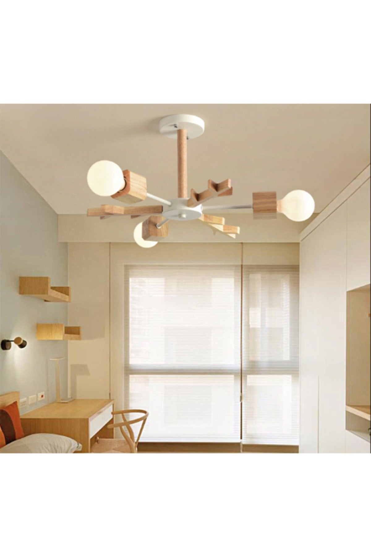 Postmodern Flake Wood Chandelier