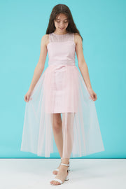 Girl Pink Stone Detailed Tulle Evening Dress 15161