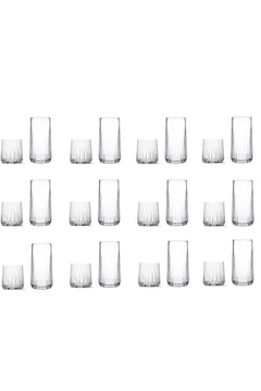 24-piece glass set with 12 water and 12 soft drink glasses