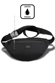 Unisex Black Waterproof Fabric Waist And Shoulder Bag