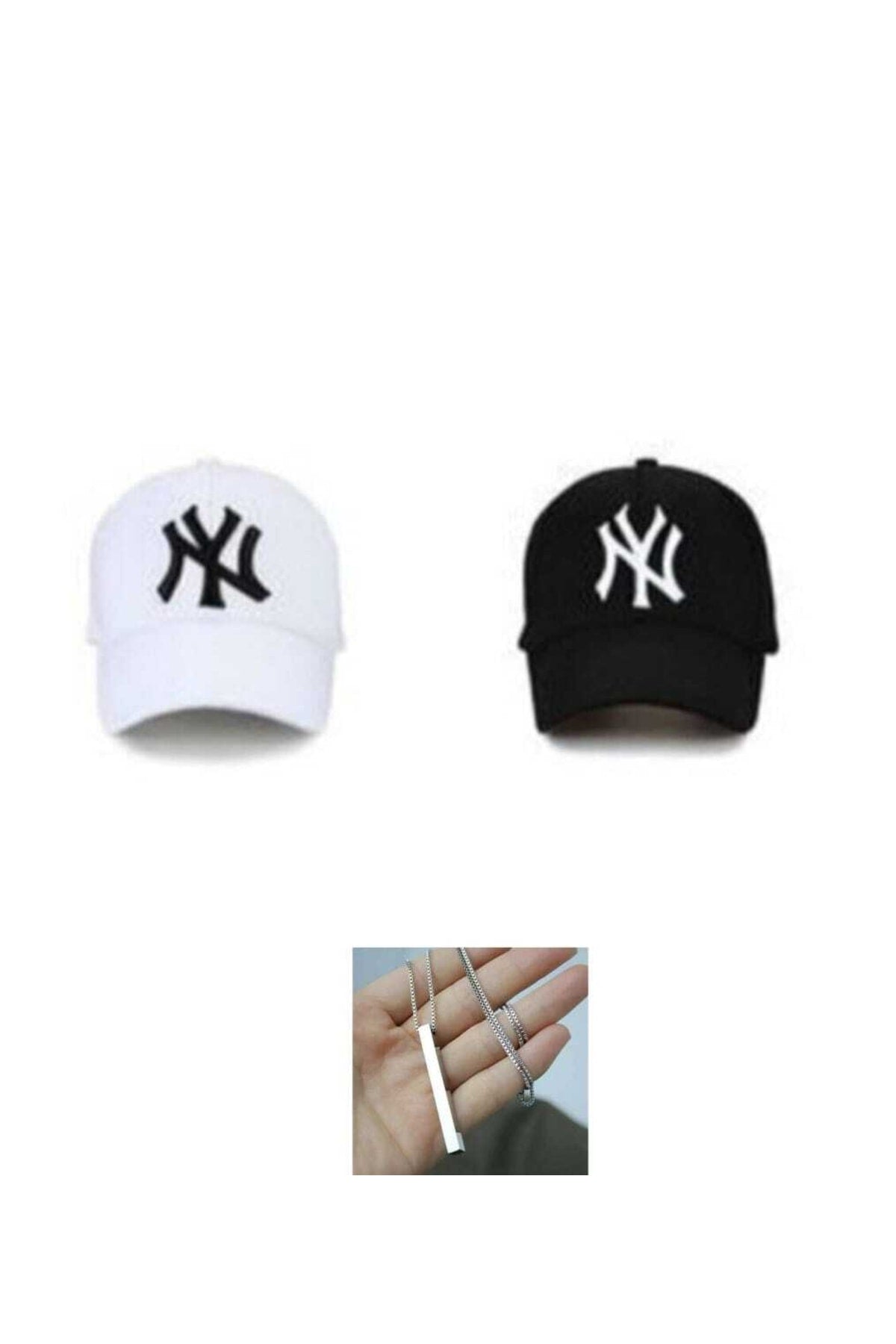 2er-Pack Kombination W Model Worn Hat und Halskette Emka