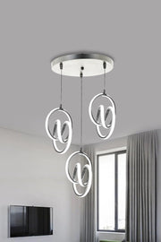 Original Signature 3-teiliger moderner LED-Kronleuchter mit silbernem Gehäuse und weißem Licht Signature 3-teiliger LED-Kronleuchter