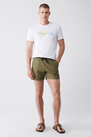 Herren Khaki Quick Dry Standardgröße Gerade Bademode Marine Shorts E003801
