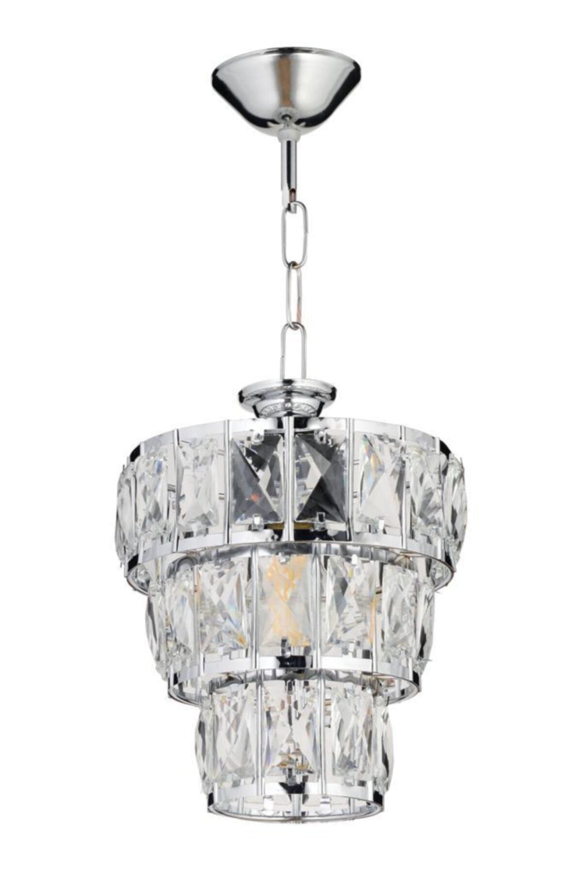 Mirac 3 Tier Crystal Silver Chandelier