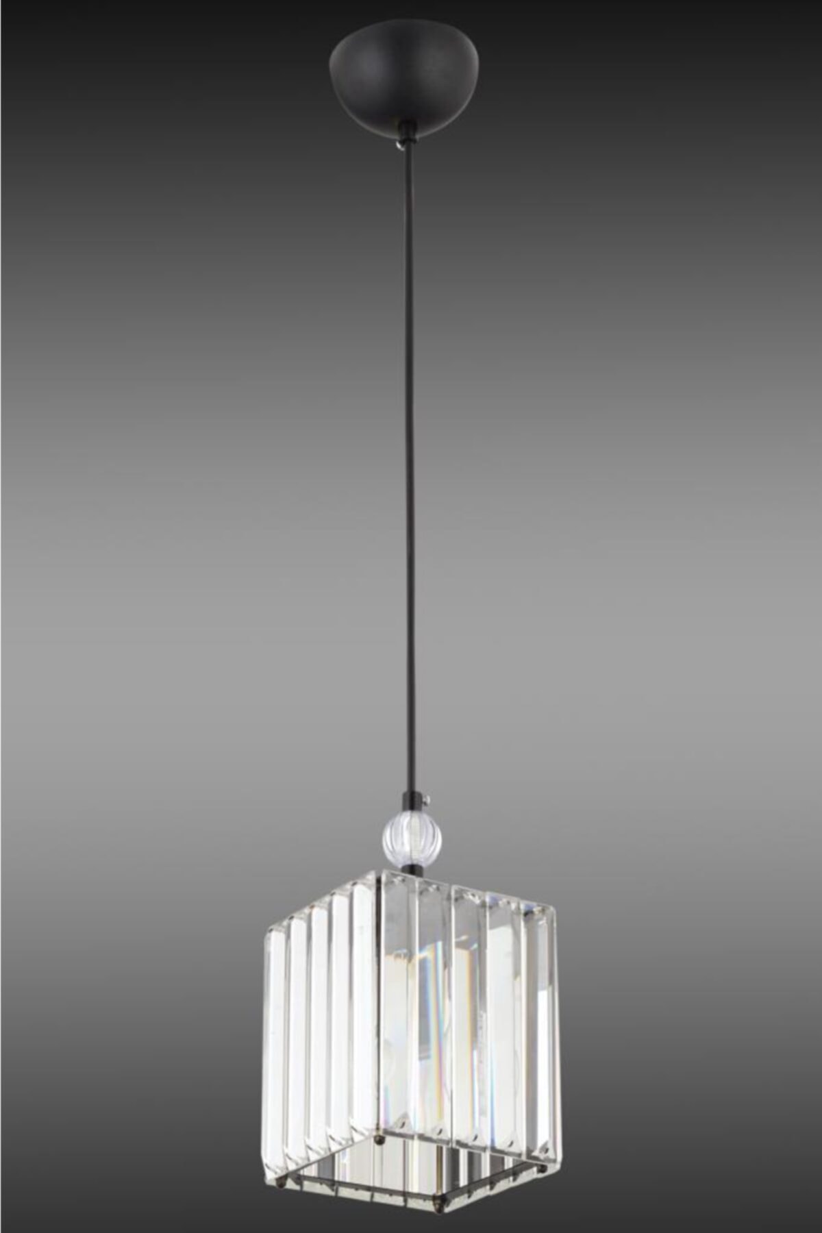 Dolunay Einzelner schwarzer K-15-Steinleuchter mit Kristallstein-Rohrleitungen