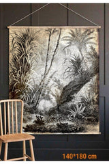 Black Pencil And Forest Themed Thick Linen Fabric Hanging Tapestry Wall Covering Carpet - Swordslife