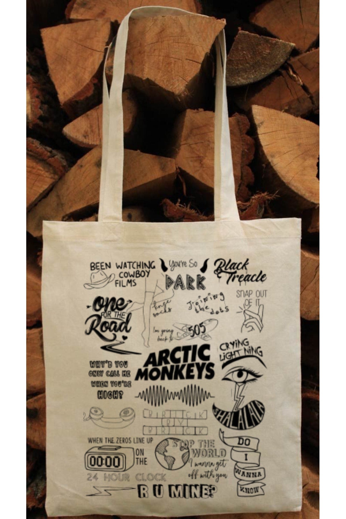 Arctic Monkeys Design Rohe Einkaufstasche