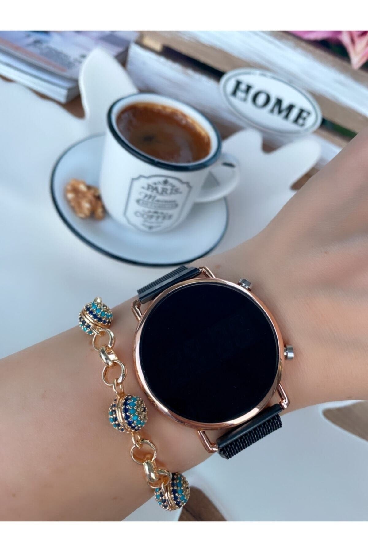 Unisex-Armbanduhr aus Stahl mit digitaler Anzeige