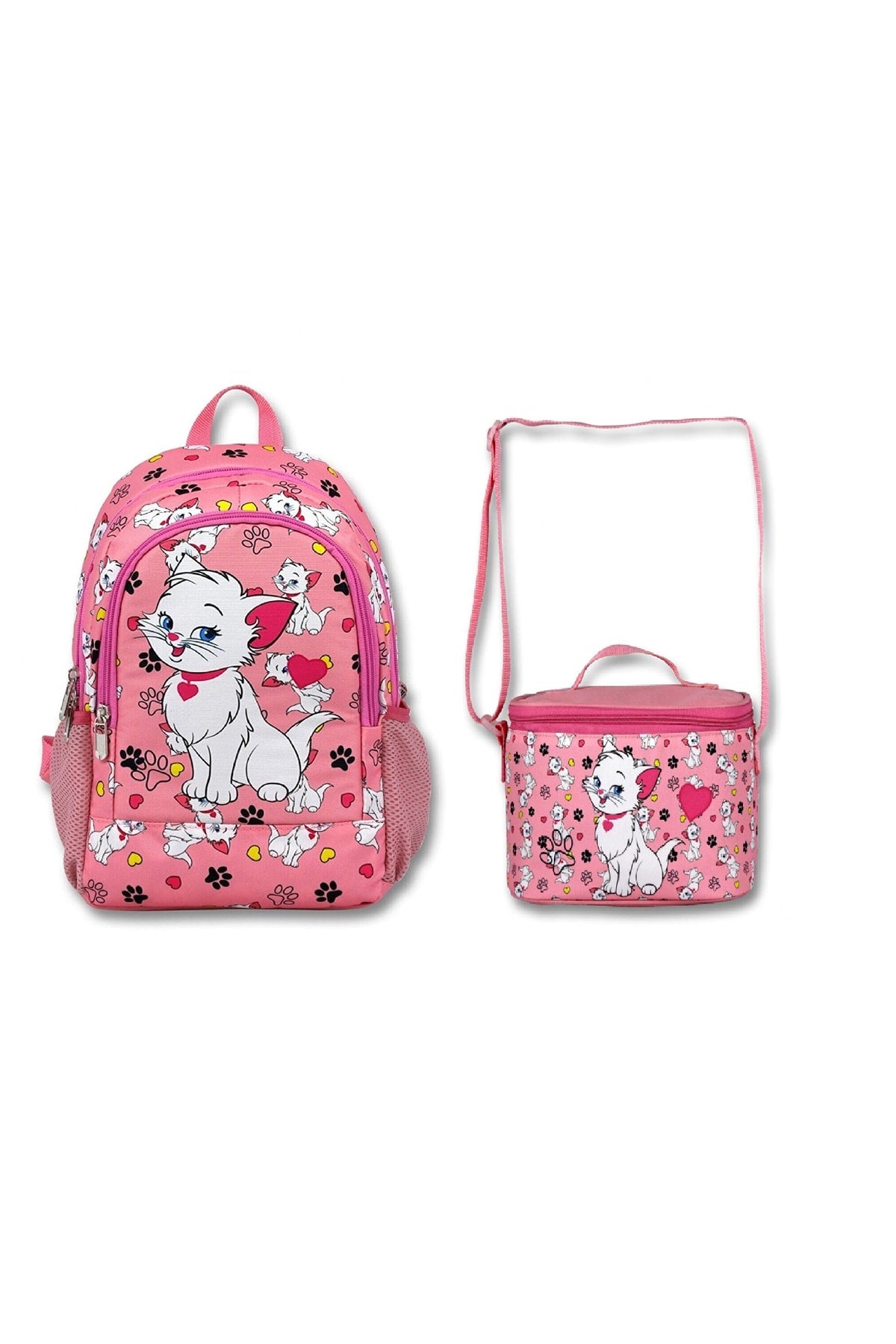 -Hope Bag-Kindergarten-Set mit süßem Katzen-Aufdruck, Schultasche und Lunchbox