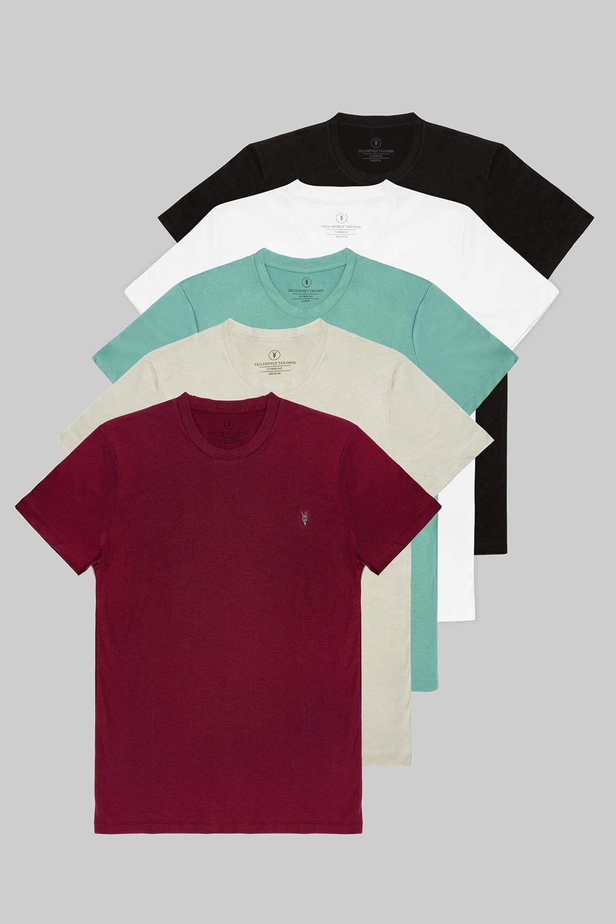Standard Herren Rundhals Basic 100% Baumwolle 5er-Pack T-Shirts