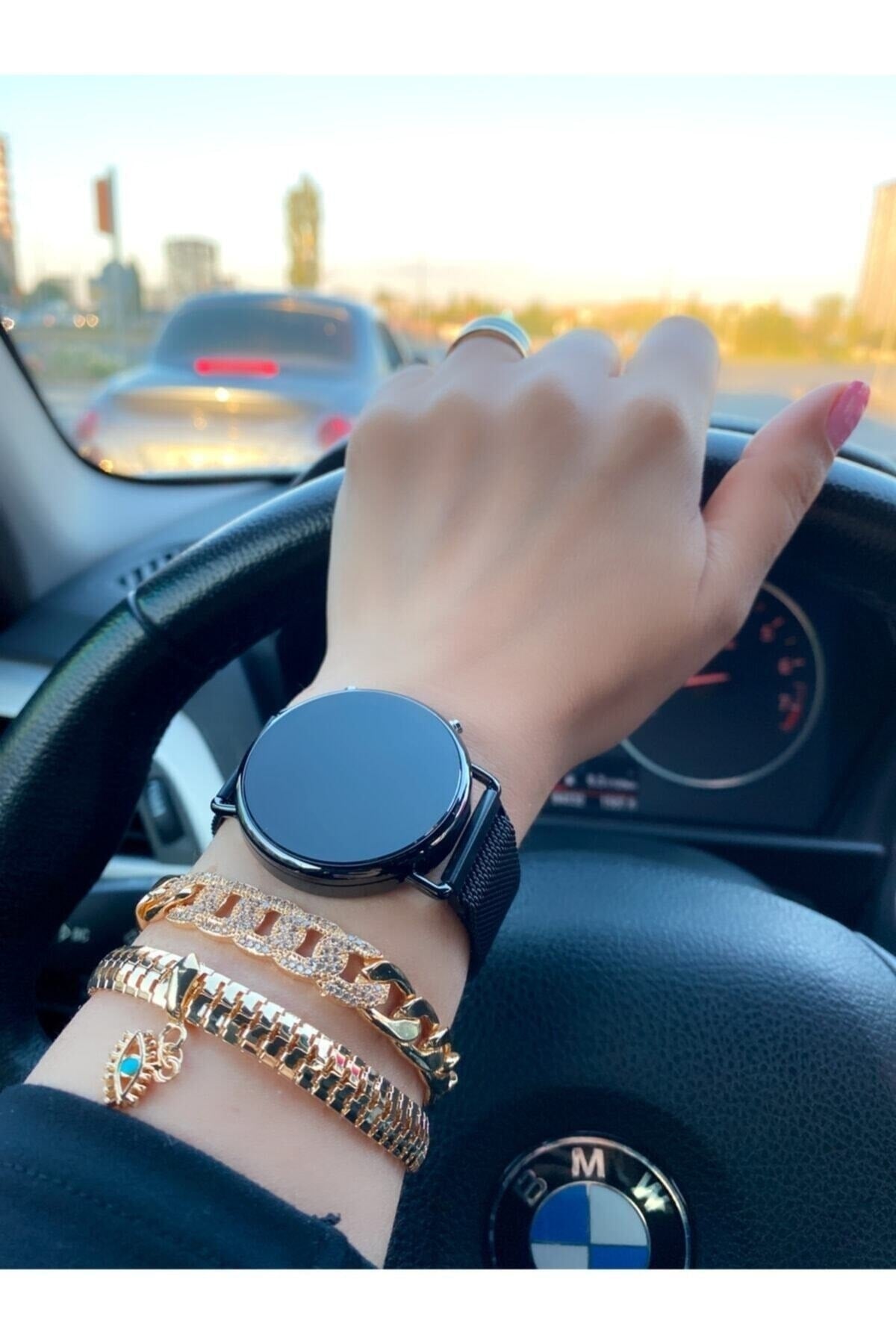 Unisex-Armbanduhr aus Stahl mit digitaler Anzeige