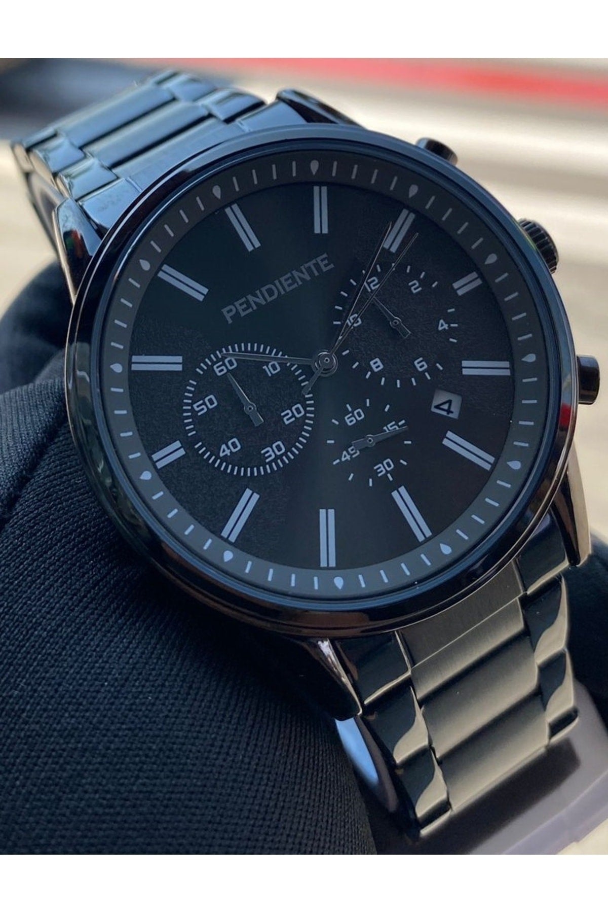 Schwarze Herrenarmbanduhr 3 ATM wasserdicht Edelstahl Maschine garantiert