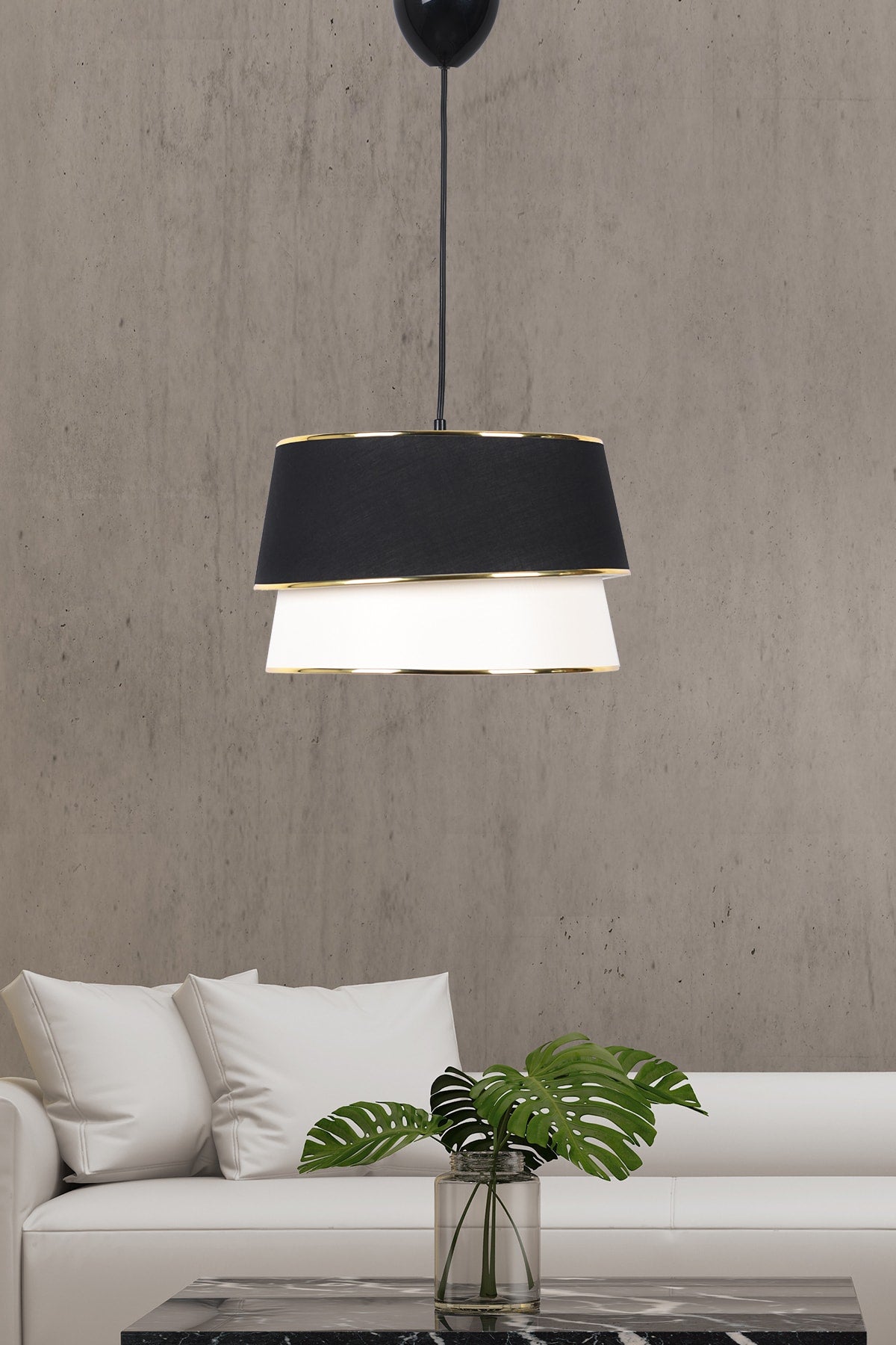 Genial Single Pendant Lamp Black White Mdrn-45