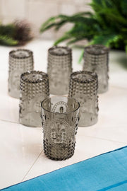 Acrylic Smoked 6 Pcs Short Glass & Water Soft Drink Coffee Side Glass 400 Ml (Not Glass)