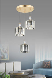 Maya 3-Piece Gold Y-10 Crystal Stone Chandelier