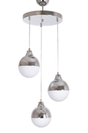 Rima Moderne Retro Rustikale Chrom Opal Weiß Glas Pendelleuchte Wohnzimmer - Küche - Schlafzimmer 3-teiliger Kronleuchter