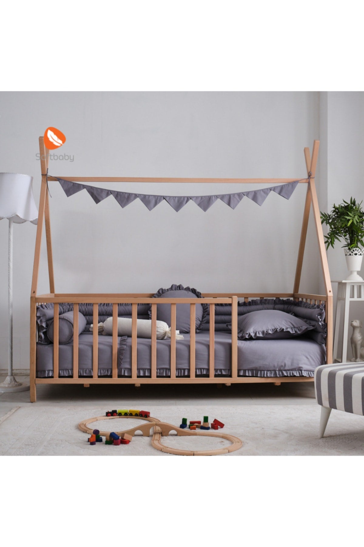 Elegance Grey Katkat 90X190 Montessori Schlafset