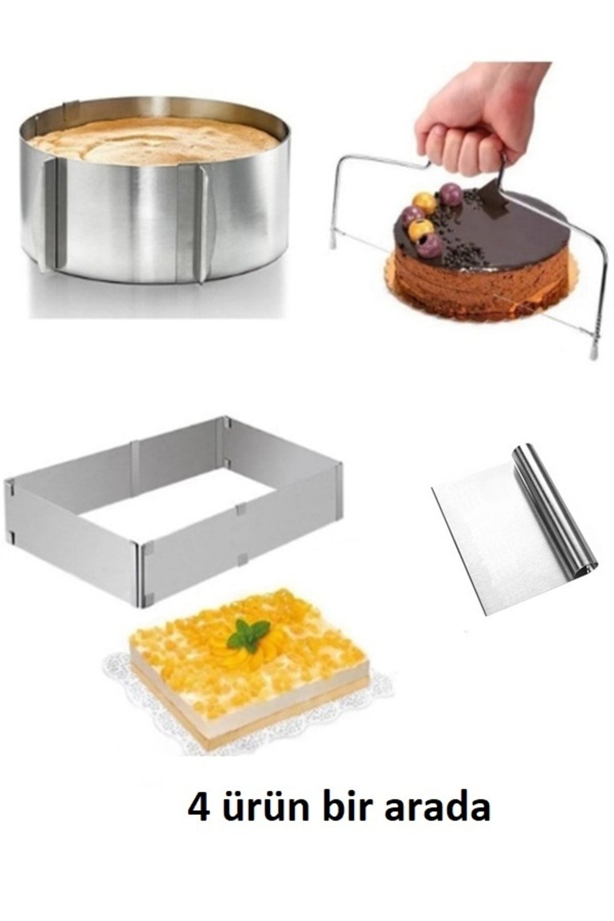 Quadratisches und rundes, verstellbares, verstellbares Kuchen-Gebäck-Form-Schneidedraht-Spachtel-Set