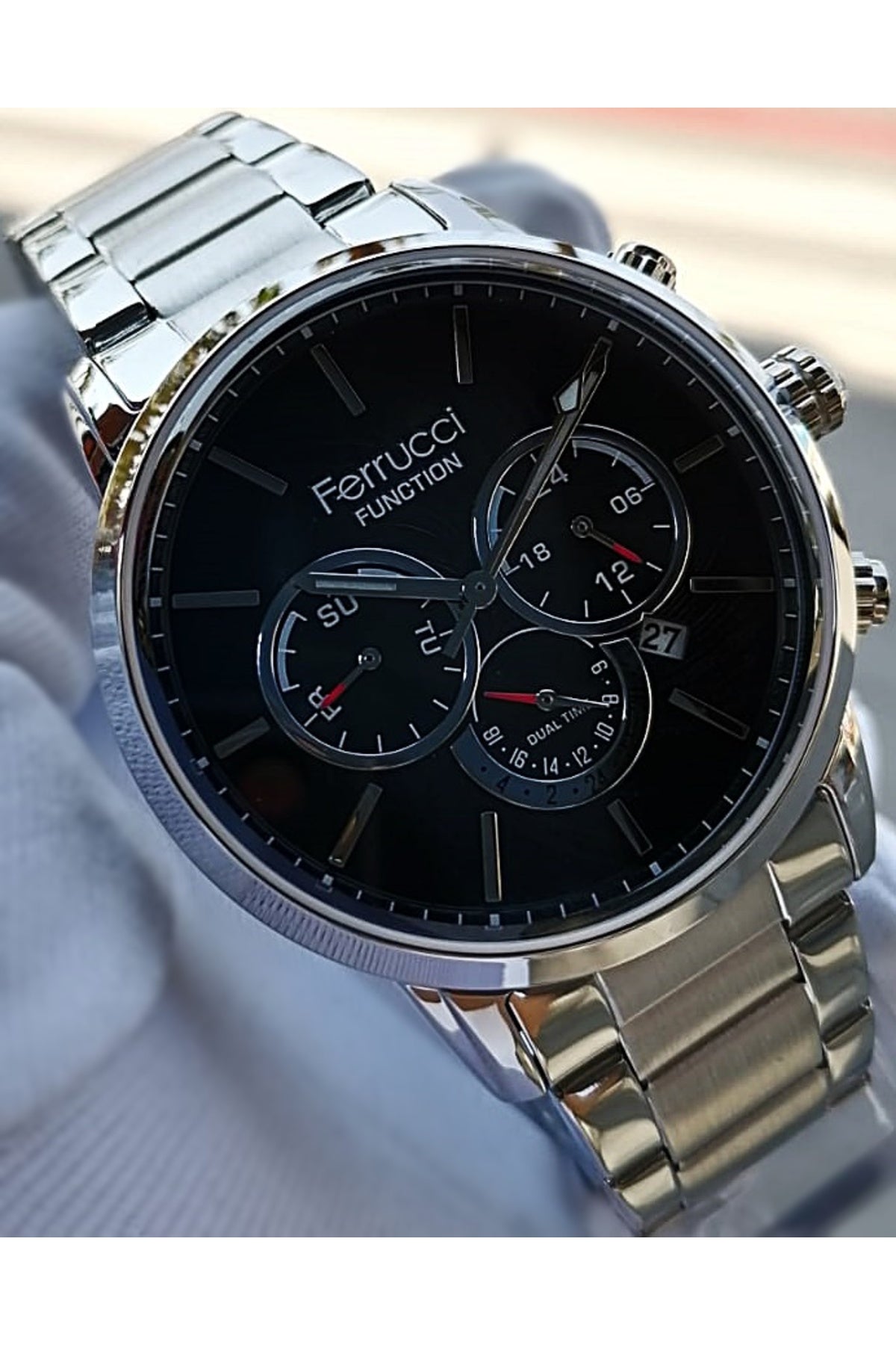 Silver Men'S Wristwatch 3 Atm Waterproof Functions Active Stainless Steel