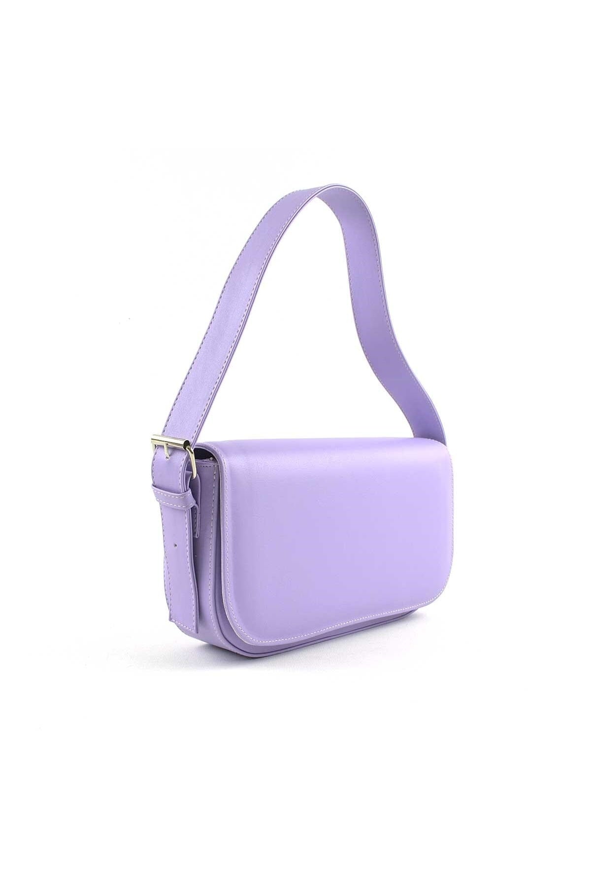 Baguette-Tasche mit blauem Deckel