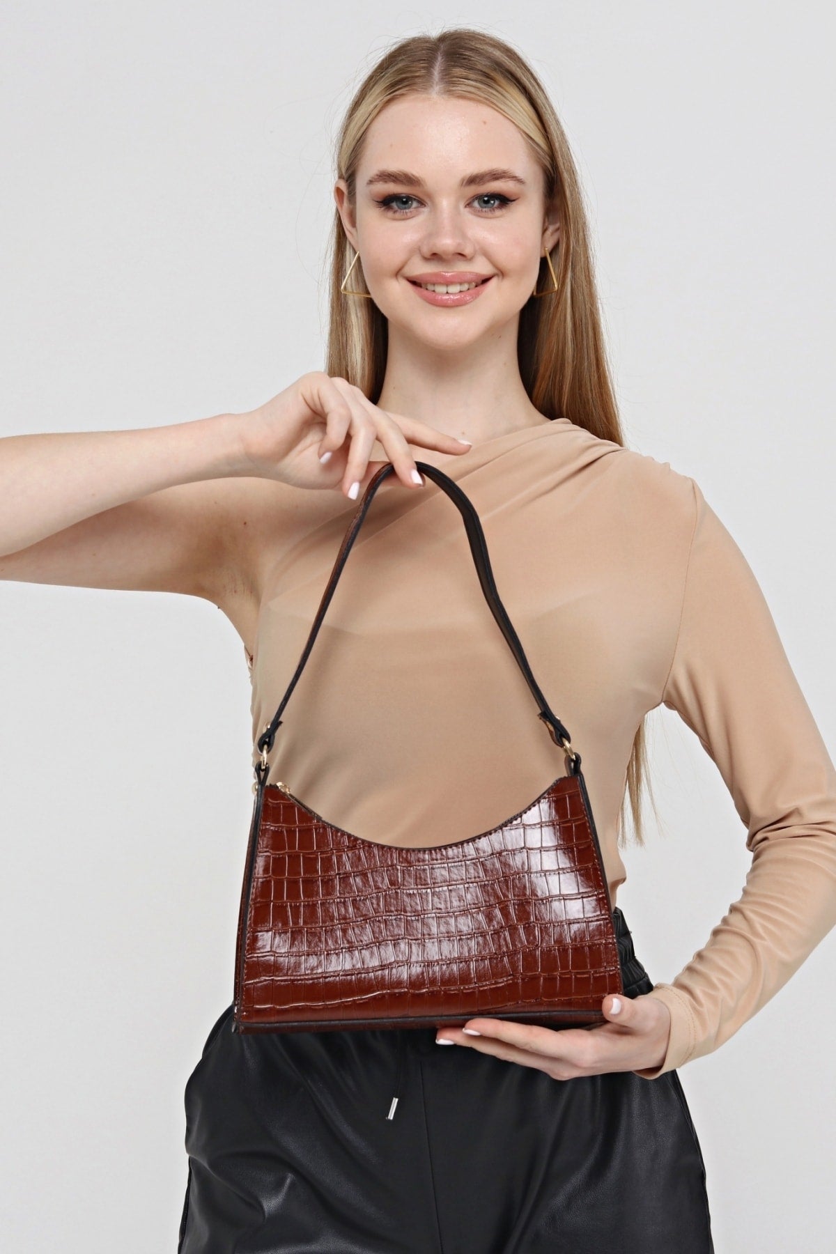 Taba Baguette-Hand- und Schultertasche mit Krokodilmuster Gc009025K