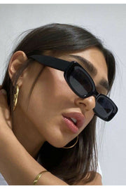 Unisex Schwarze quadratische Rechteck-Vintage-Retro-Sonnenbrille