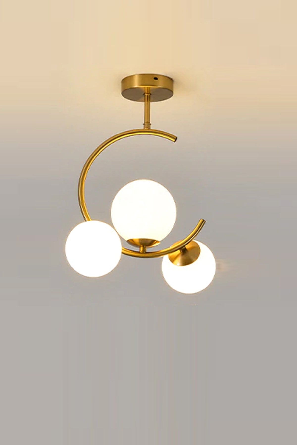 Athens Modern Antique Case White Closed Glass Triple Chandelier