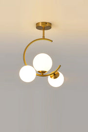 Athens Moderner dreifacher Kronleuchter im antiken Gehäuse, weiß, geschlossenes Glas