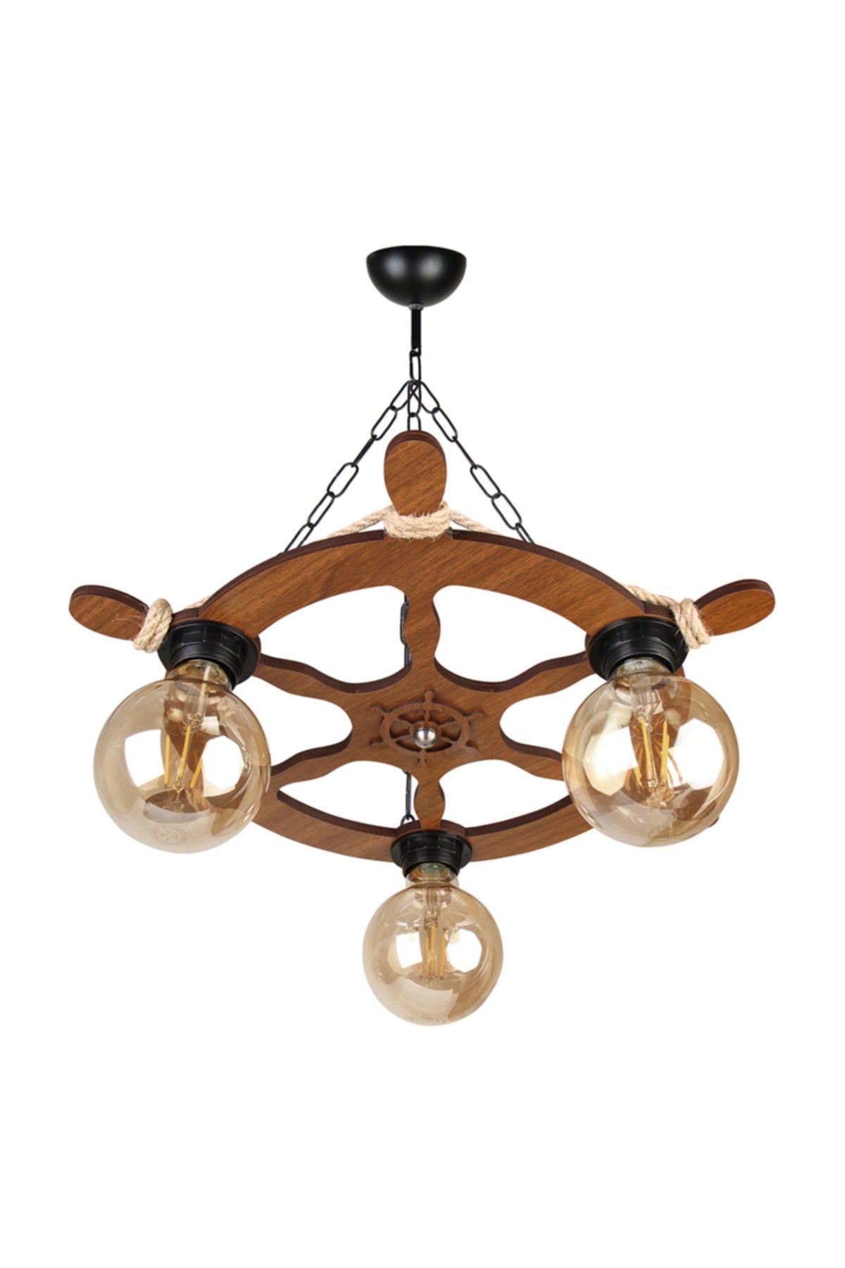 3-Piece Rudder Themed Wooden Chandelier M253