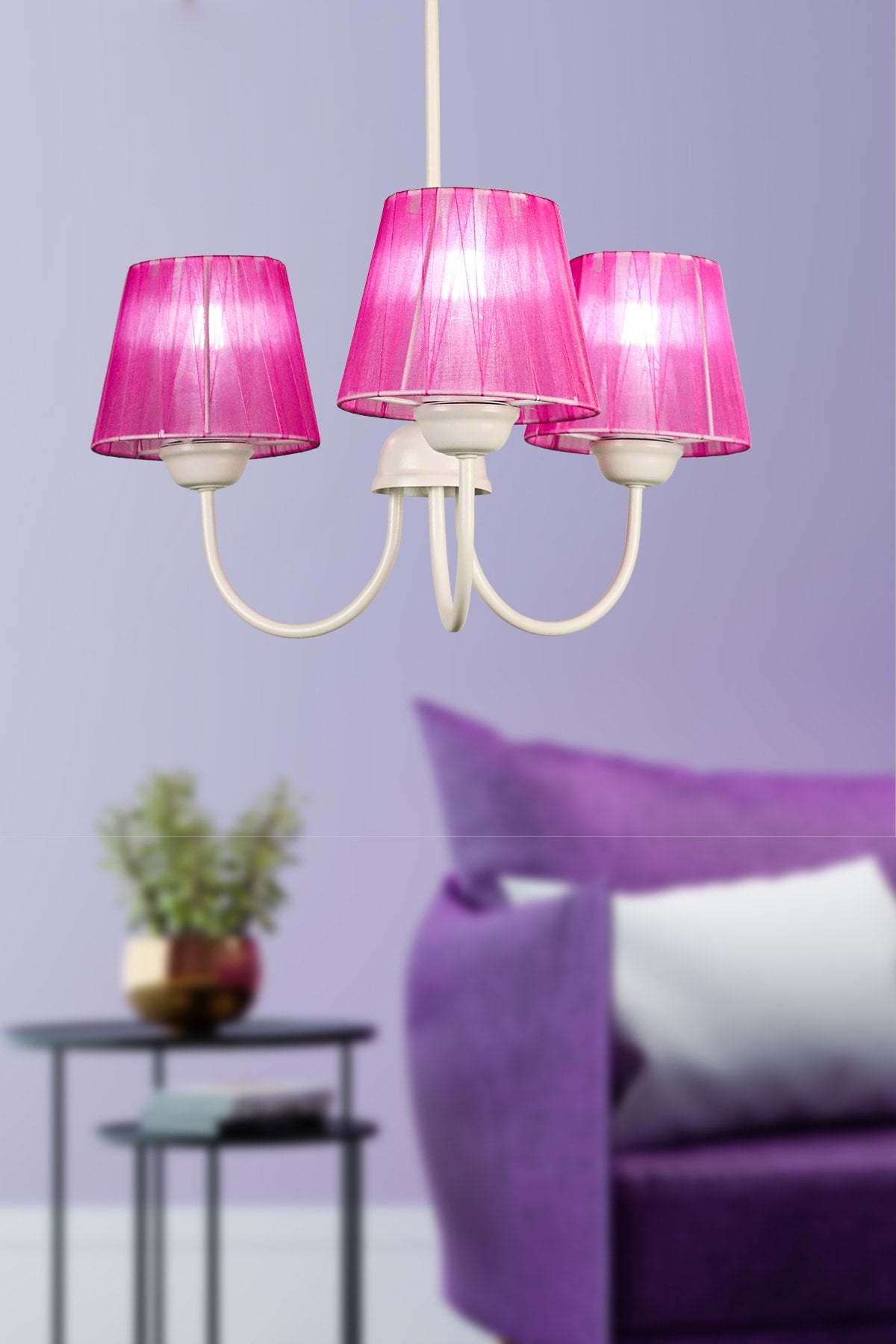 Ova 3Rd Chandelier White Fuchsia Hat