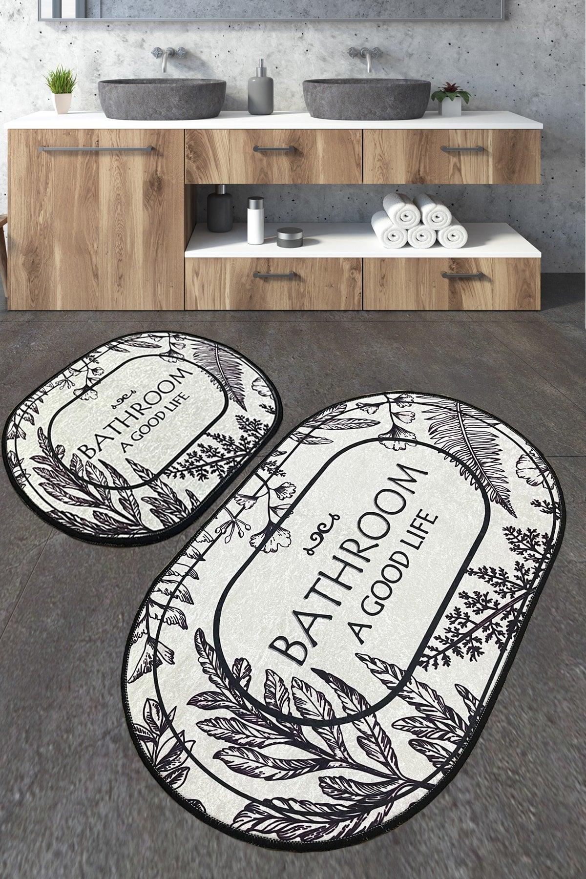 Buena Bathroom Carpet Djt Set of 2 Washable, Non-Slip Base Bathroom - Swordslife